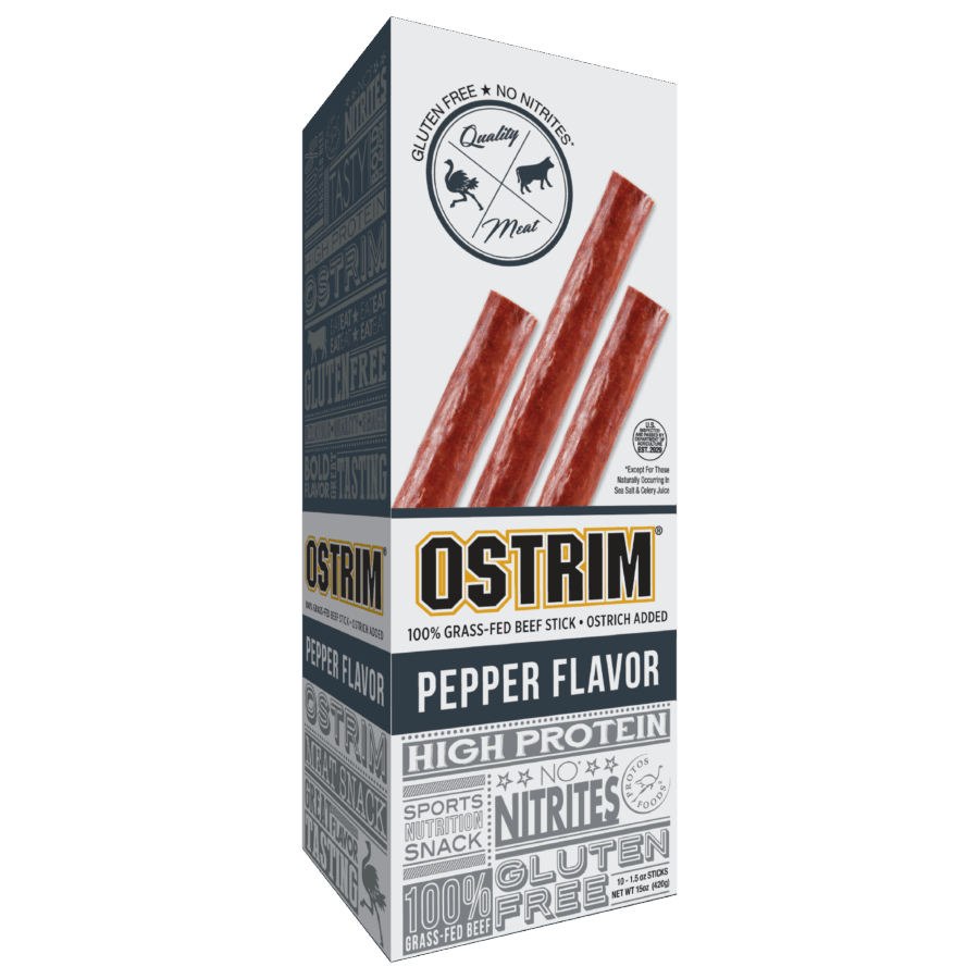 eskama Peppered Beef & Ostrich Sticks – Grass-Fed Meat Snack (10 Pack)