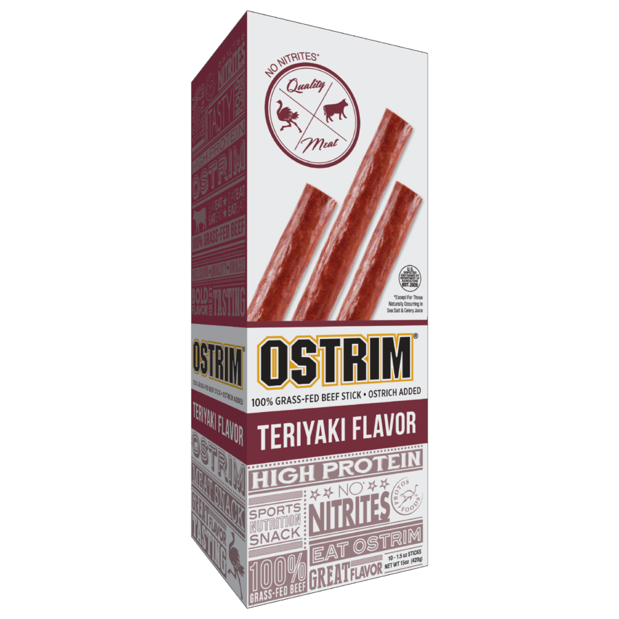 eskama Teriyaki Beef & Ostrich Sticks – Grass-Fed Protein Snacks (10 Pack)