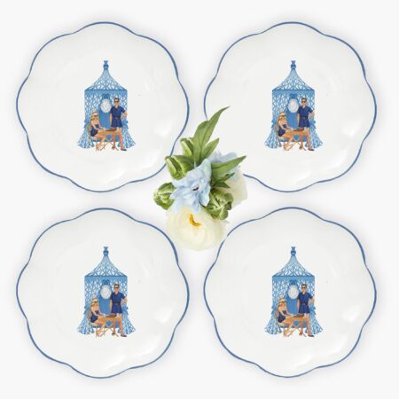 eskama Ikat Pavilion Dinner Plates – Set of 4 Elegant Ceramic Plates