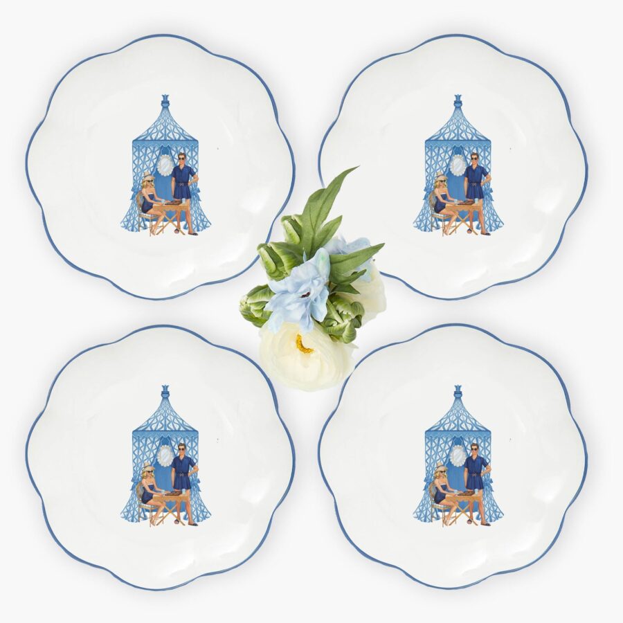 eskama Ikat Pavilion Dinner Plates – Set of 4 Elegant Ceramic Plates