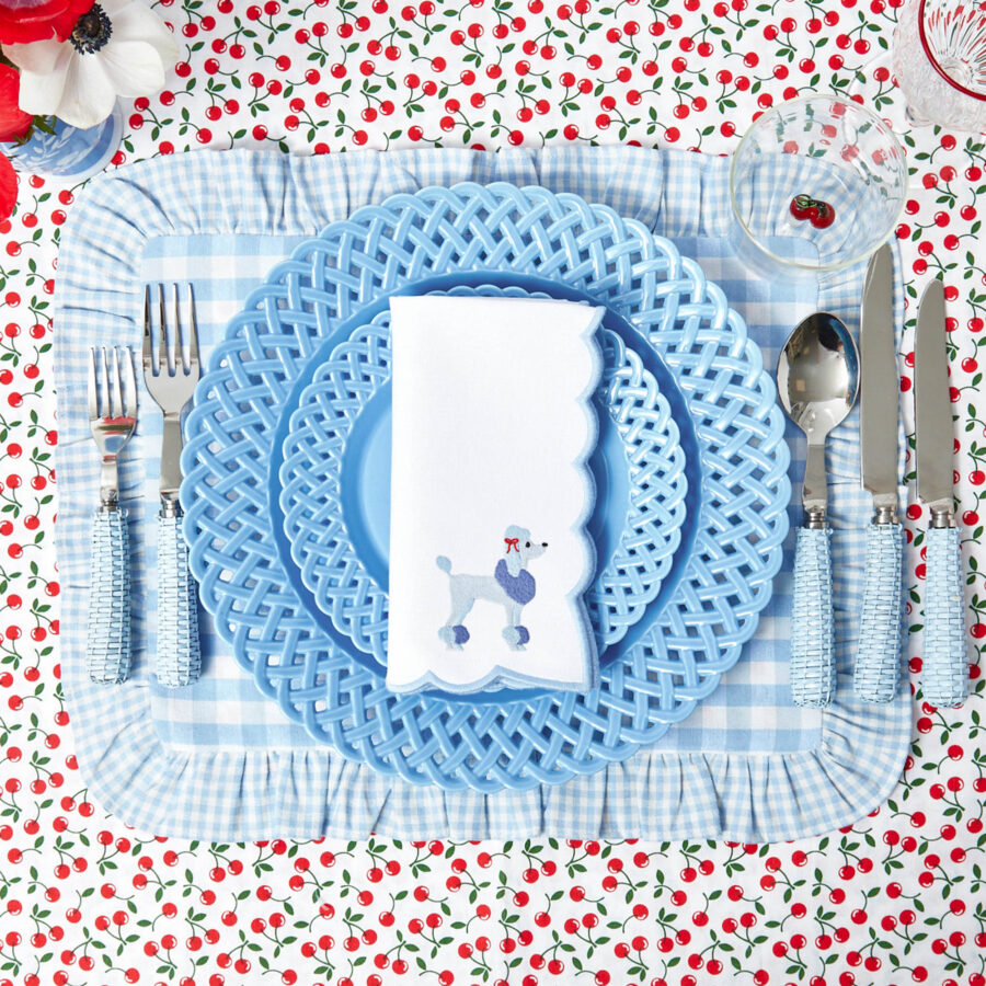 eskama Blue Basketweave Starter Plates – Set of 4 Ceramic Appetizer Plates - Image 7