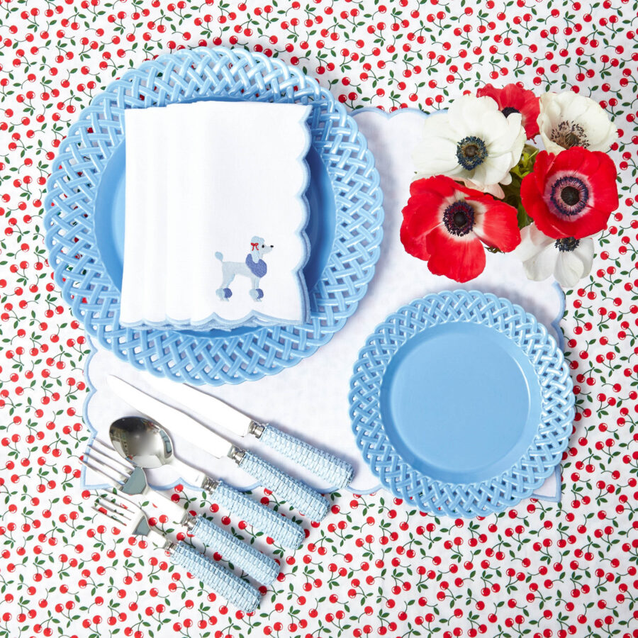 eskama Blue Basketweave Starter Plates – Set of 4 Ceramic Appetizer Plates - Image 9