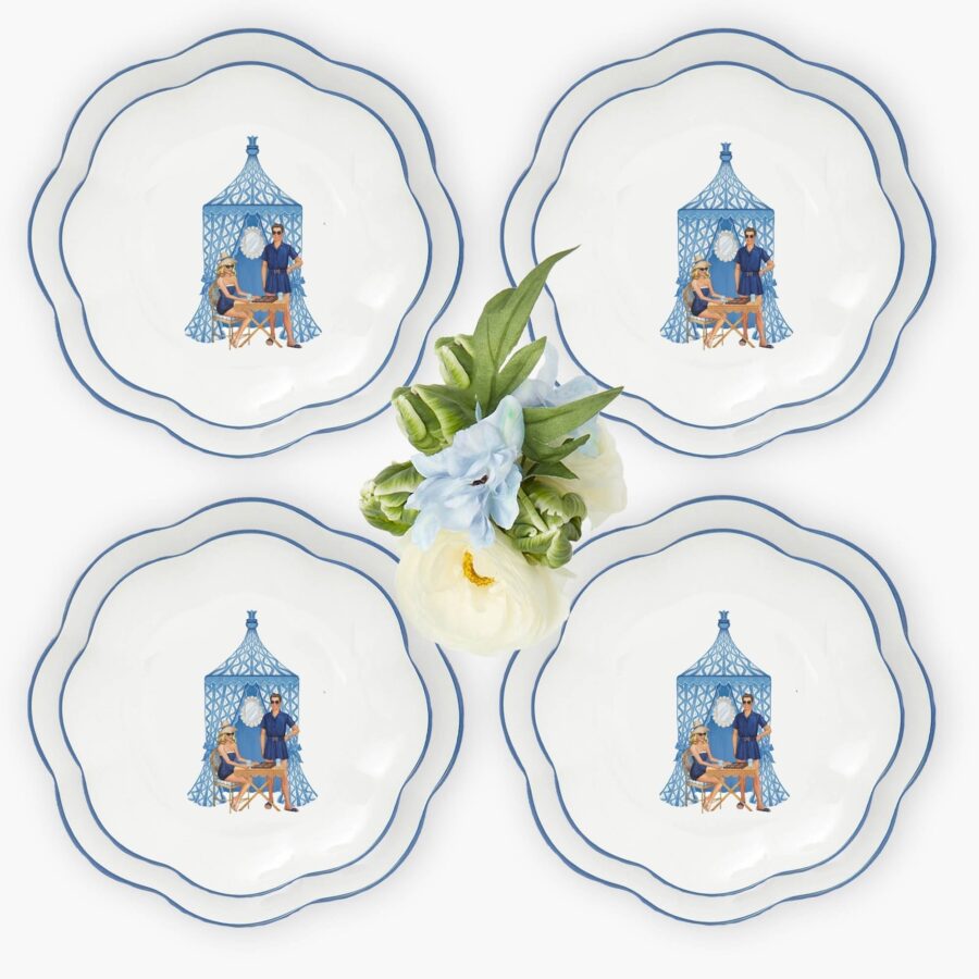 eskama Ikat Pavilion Plate Set – 4-Piece Dinner & Starter Plates