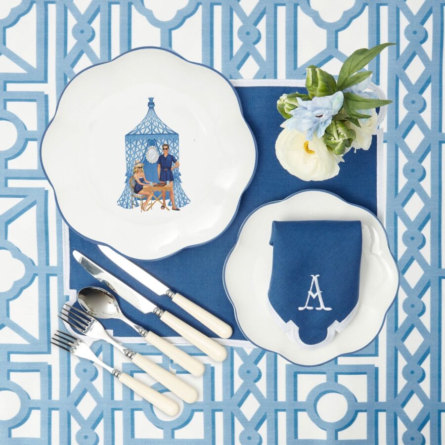 eskama Ikat Pavilion Dinner Plates – Set of 4 Elegant Ceramic Plates - Image 5
