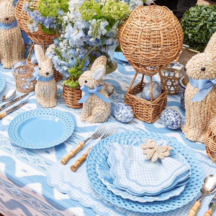 eskama Blue Basketweave Starter Plates – Set of 4 Ceramic Appetizer Plates - Image 15