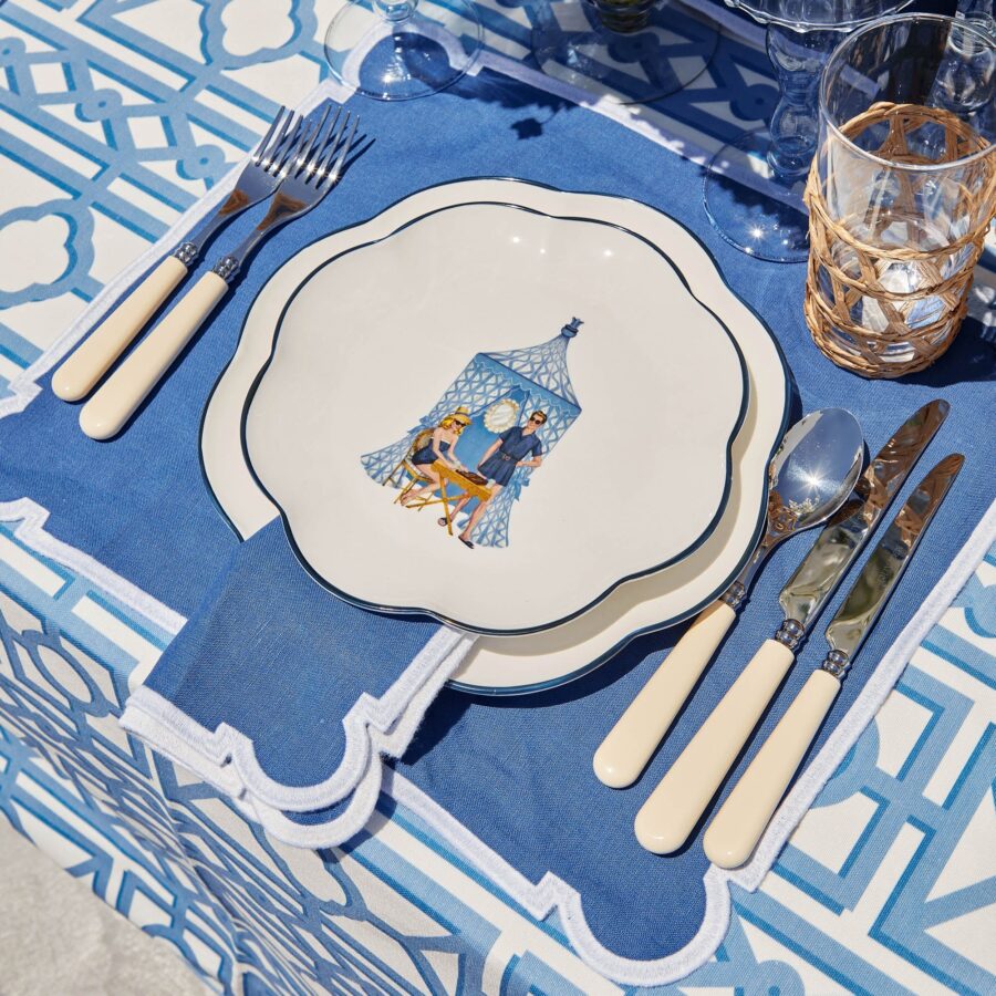 eskama Ikat Pavilion Plate Set – 4-Piece Dinner & Starter Plates - Image 7