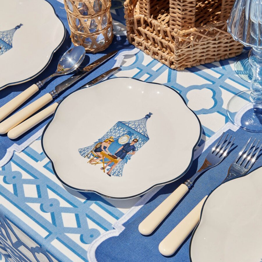 eskama Ikat Pavilion Starter Plates – Set of 4 Elegant Ceramic Appetizer Plates - Image 4
