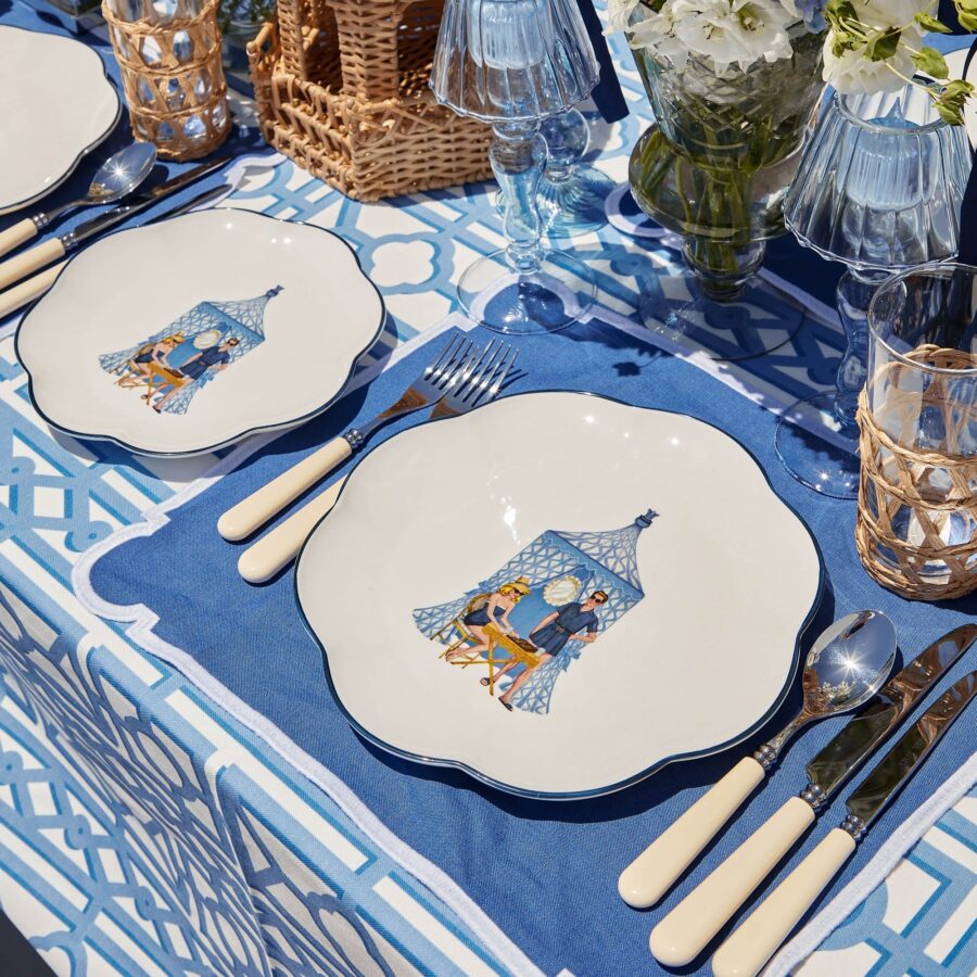 eskama Ikat Pavilion Plate Set – 4-Piece Dinner & Starter Plates - Image 8