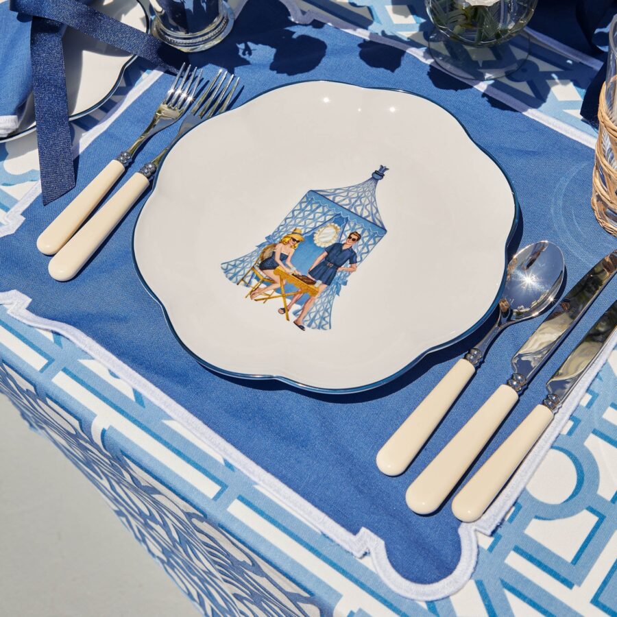 eskama Ikat Pavilion Plate Set – 4-Piece Dinner & Starter Plates - Image 2