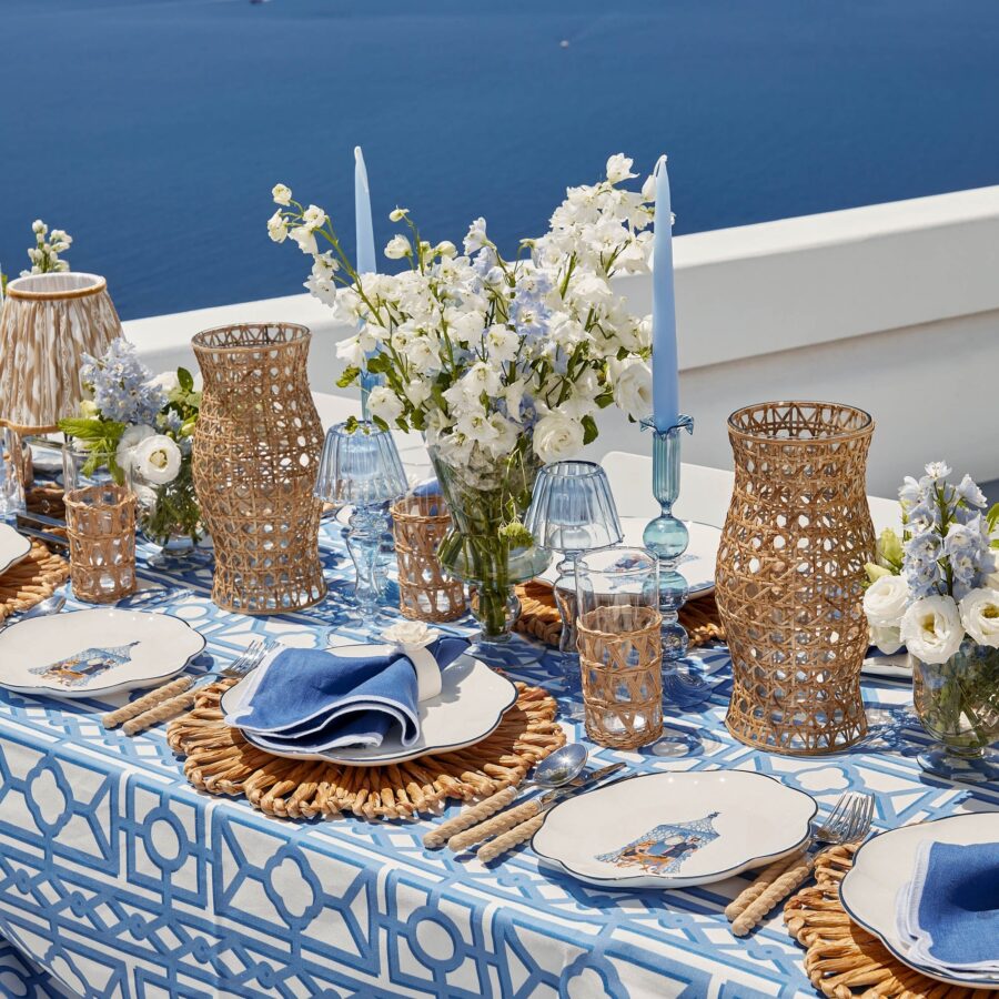 eskama Ikat Pavilion Starter Plates – Set of 4 Elegant Ceramic Appetizer Plates - Image 3