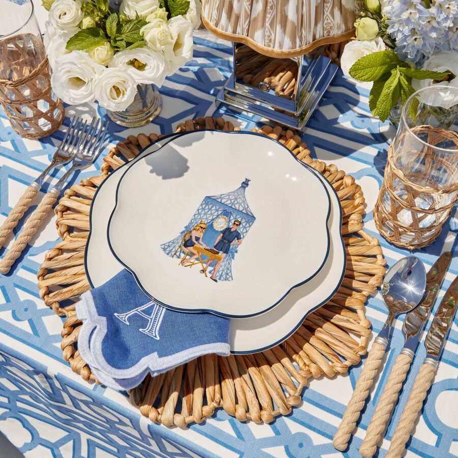 eskama Ikat Pavilion Starter Plates – Set of 4 Elegant Ceramic Appetizer Plates - Image 2