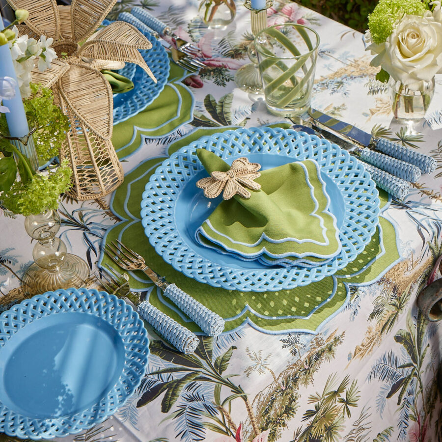 eskama Blue Basketweave Starter Plates – Set of 4 Ceramic Appetizer Plates - Image 3