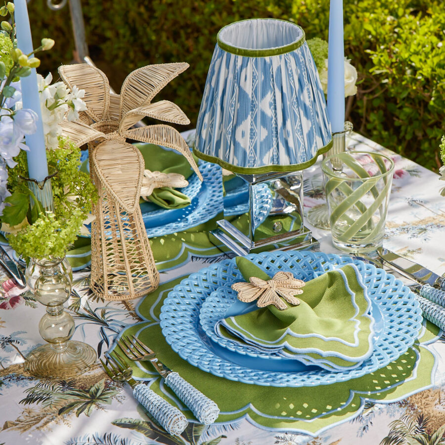 eskama Blue Basketweave Starter Plates – Set of 4 Ceramic Appetizer Plates - Image 5