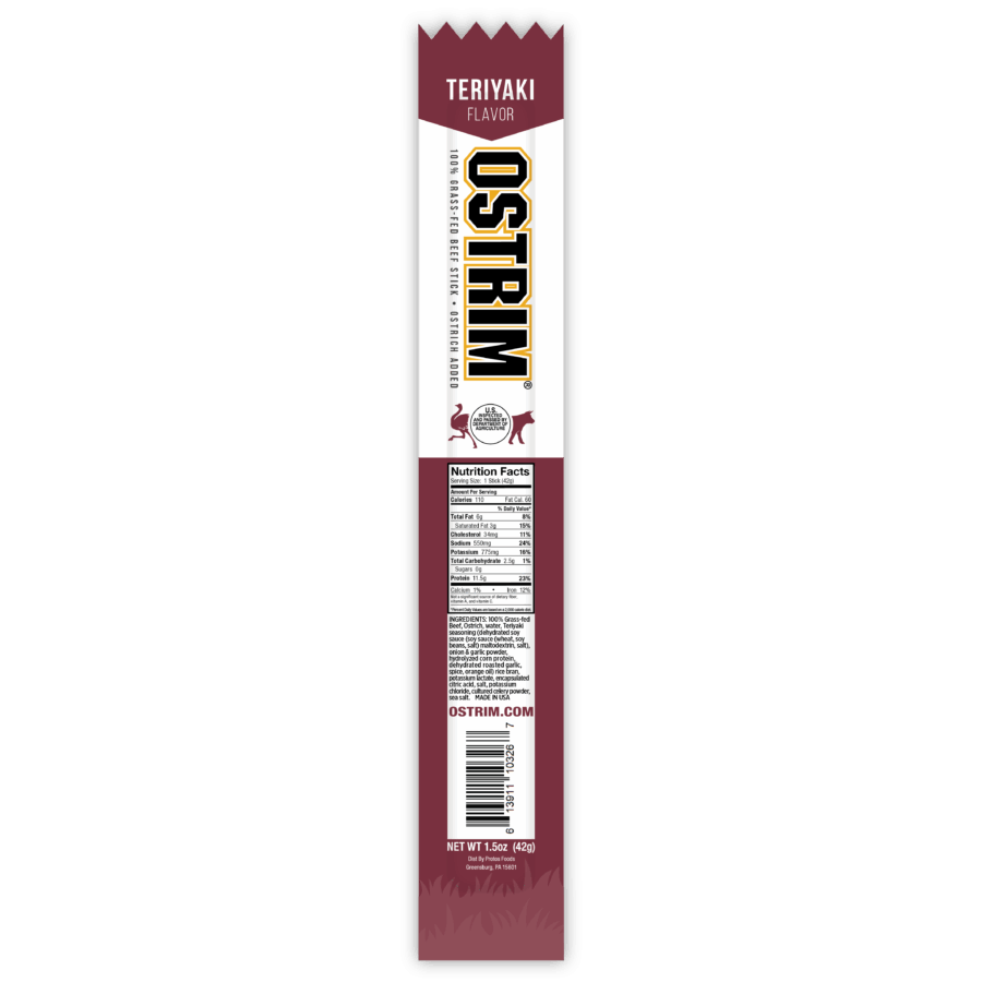 eskama Teriyaki Beef & Ostrich Sticks – Grass-Fed Protein Snacks (10 Pack) - Image 2